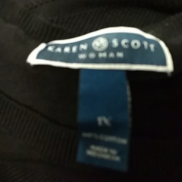 Karen Scott Sweater Women's 1X Black Textured Long Sleeve Shoulder Button Accent - Picture 7 of 7